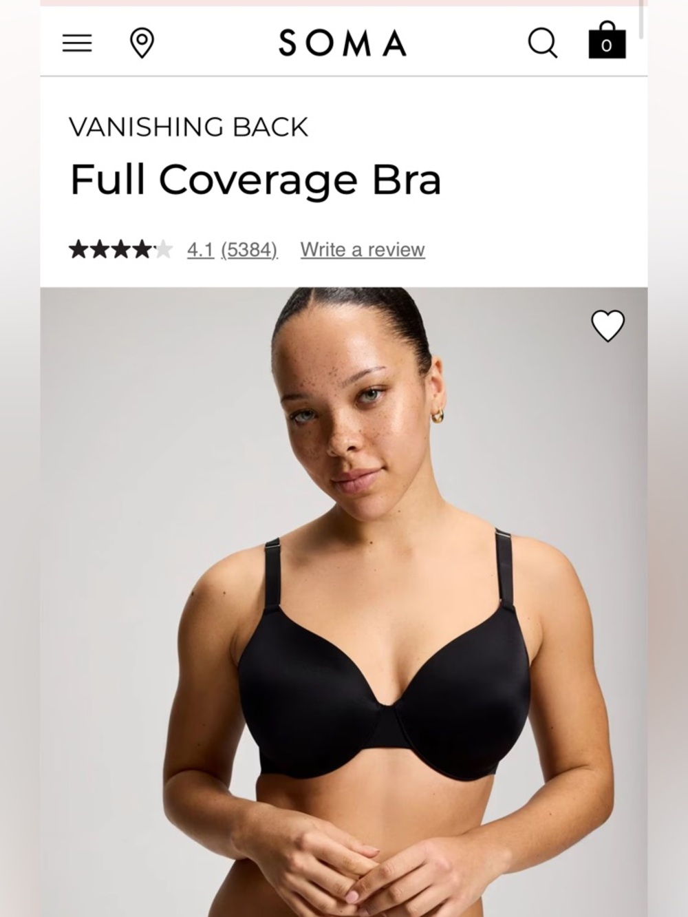 NWT Soma Vanishing Back Full Coverage Bra - Black